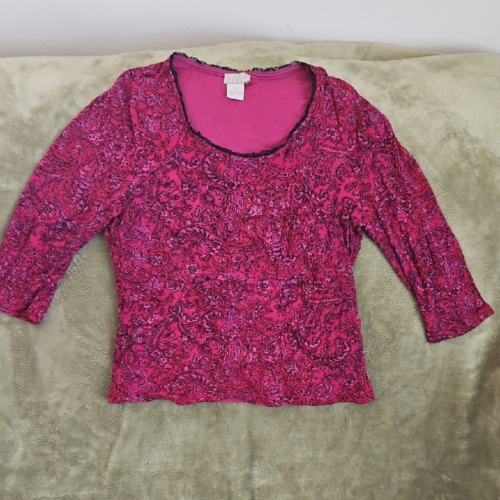 Fitted Pink Blouse with 3/4 Sleeves